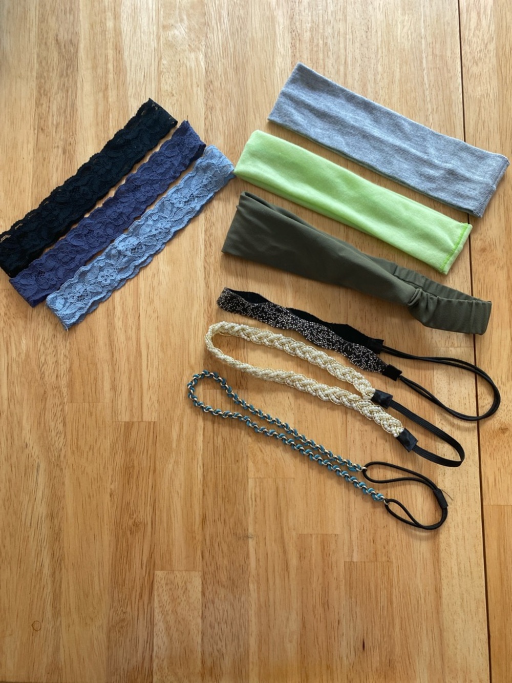 Lot of 9 Stretchy Headbands - Lace, Unique Fashion, Sporty